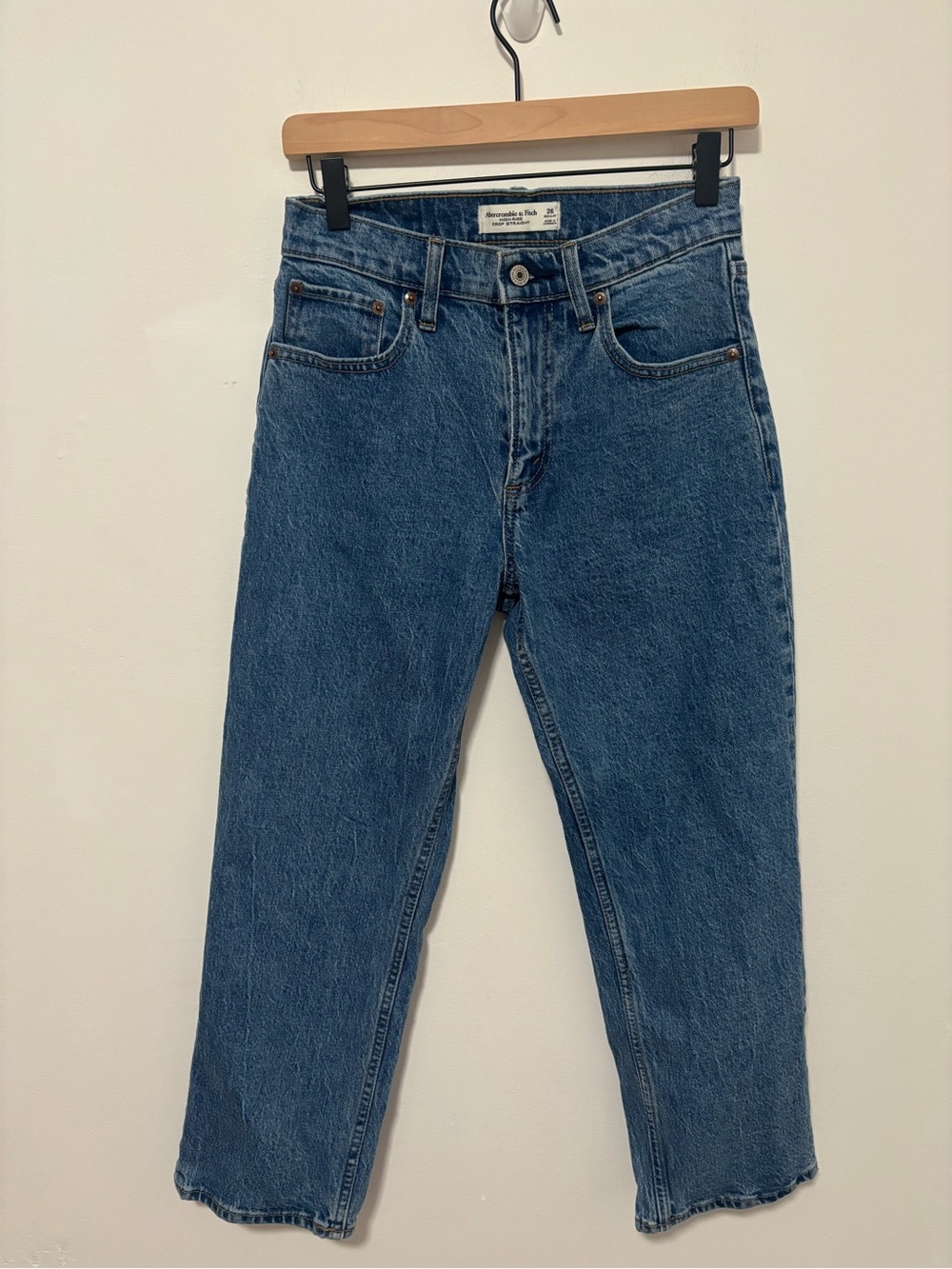 Abercrombie high rise crop straight leg jeans